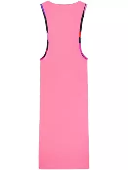 PUCCI шелковое платье макси с принтом Marmo, розовый