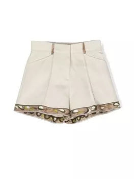 Pucci шорты с завышенной талией и абстрактным узором, нейтральный цвет