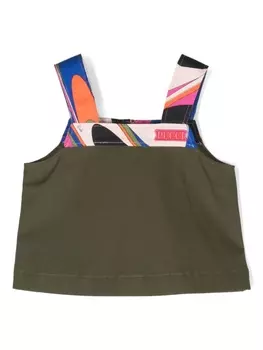 Pucci топ с нашивкой-логотипом, зеленый