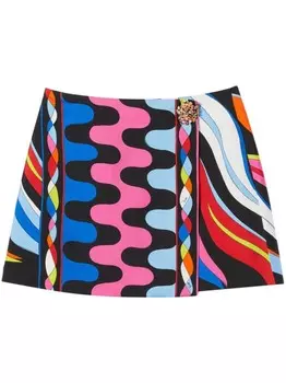 PUCCI юбка мини с принтом Fiamme, мультиколор