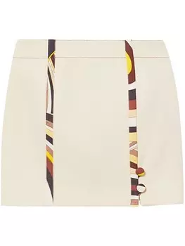 PUCCI юбка с абстрактным принтом и разрезом спереди, нейтральный цвет