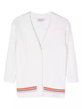 Pucci вязаный кардиган с контрастными полосками, белый