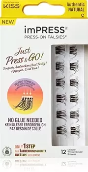Пучки ресниц без узлов KISS imPRESS Just Press & GO !, Authentic Natural c 12 szt.