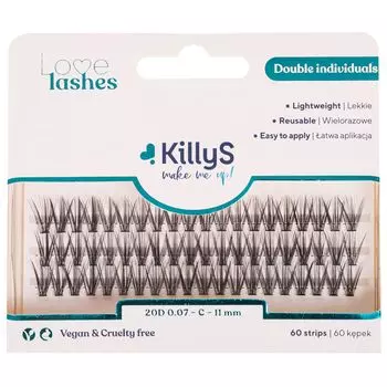 Пучки ресниц двойной объем 11 мм Killys, 1 упаковка
