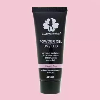 Пудра-гель French Pink 30мл акриловый гель, AllePaznokcie