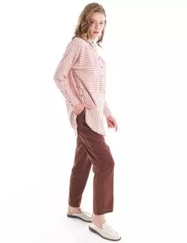 Пудра-туника в полоску с рубашечным воротником KYR