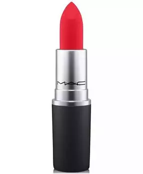Пудровая губная помада Kiss Mac, цвет Lasting Passion (clean bright red)