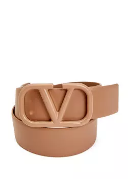 Пудровый женский кожаный ремень Valentino Garavani