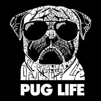 Pug Life — мужская толстовка с круглым вырезом Word Art LA Pop Art