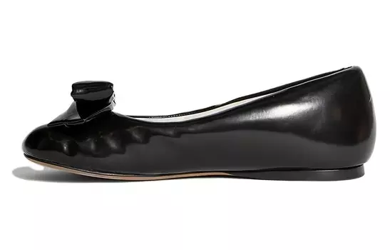 Пухлые балетки на плоской подошве из черной овчины Loewe