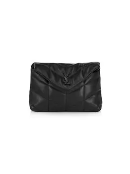 Пухлый стеганый кожаный клатч Saint Laurent