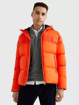 Пуховая куртка с капюшоном Tommy Hilfiger, кислотный апельсин