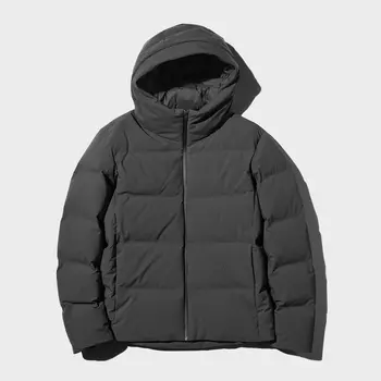 Пуховая куртка Uniqlo с капюшоном, 08 темно-серый