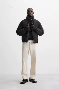 Пуховая техническая куртка ZARA, черный