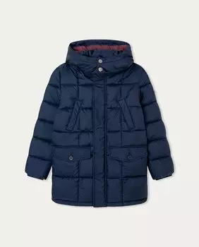 Пуховик 3/4 для мальчика с капюшоном Hackett, синий