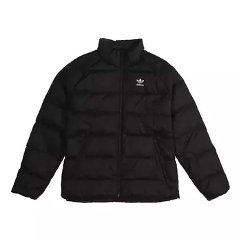 Пуховик Adidas originals Solid Color Stay Warm Zipper Stand Collar Black, Черный