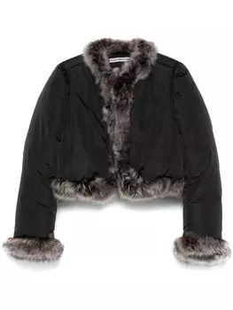 Пуховик Alexander Wang с отделкой из искусственного меха, черный