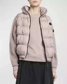 Пуховик Apriate со сборками Moncler, цвет Pastel Pink