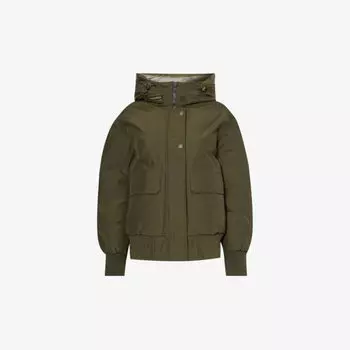 Пуховик Arctic с воротником-воронкой из смесового хлопка Woolrich, зеленый