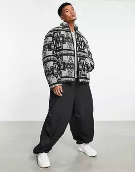 Пуховик ASOS DESIGN из однотонной ткани с имитацией ацтекской шерсти