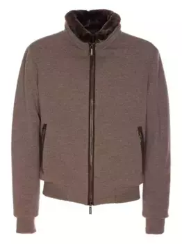 Пуховик Bellati с меховым воротником Moorer, коричневый