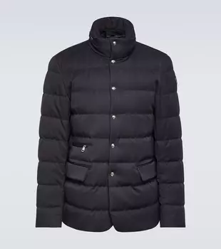 Пуховик bess из шерстяного габардина Moncler, синий
