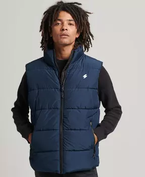 Пуховик без рукавов с капюшоном спортивный Superdry, синий