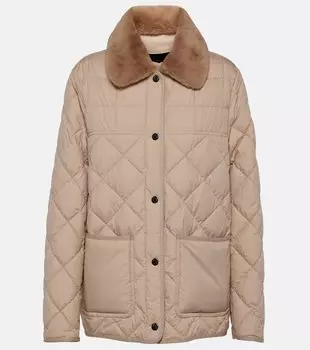 Пуховик cygne с отделкой из искусственной овчины Moncler, коричневый