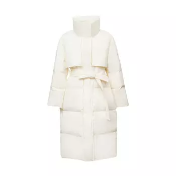 Пуховик Deep Breath с поясом, белый