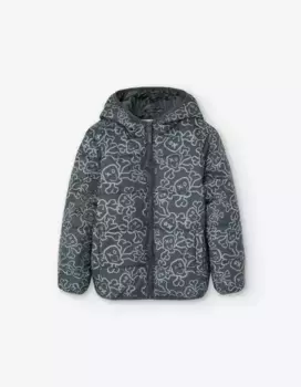 Пуховик детский с принтом, капюшоном и молнией Losan, серый