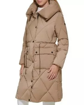 Пуховик DKNY Pillow Collar Diamond Quilt, бежевый