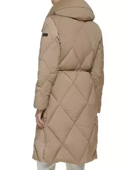 Пуховик DKNY Pillow Collar Diamond Quilt Puffer, бежевый