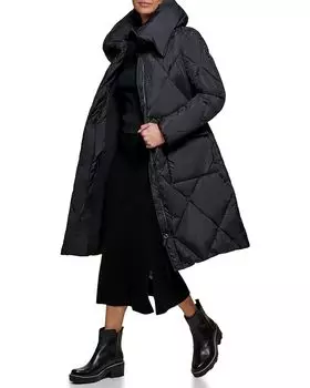Пуховик DKNY Pillow Collar Diamond Quilt Puffer, черный