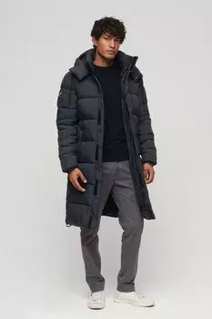 Пуховик длинного кроя Superdry, синий