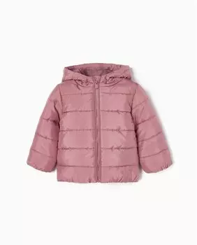 Пуховик для девочки с капюшоном и застежкой-молнией Zippy, розовый