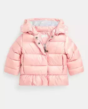 Пуховик для девочки с водоотталкивающим капюшоном Polo Ralph Lauren, розовый