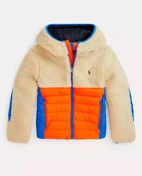 Пуховик для мальчика на флисовой подкладке оранжевого цвета Polo Ralph Lauren, мультиколор