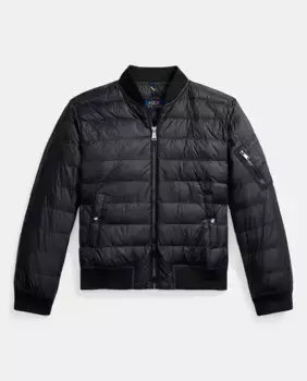 Пуховик для мальчика на молнии темно-синего цвета Polo Ralph Lauren, черный