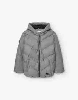 Пуховик для мальчика с капюшоном и застежкой-молнией Losan, светло-серый