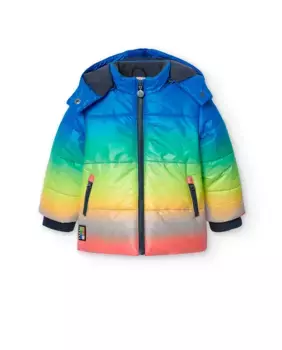 Пуховик для мальчика с капюшоном и застежкой-молнией Boboli, мультиколор