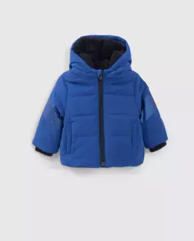 Пуховик для мальчика с утеплителем и капюшоном IKKS, синий