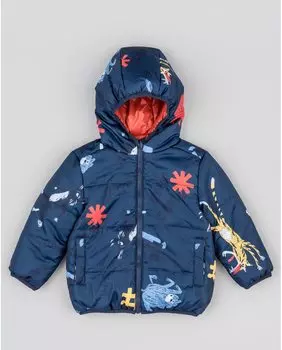Пуховик для мальчика темно-синего цвета с капюшоном Losan, темно-синий