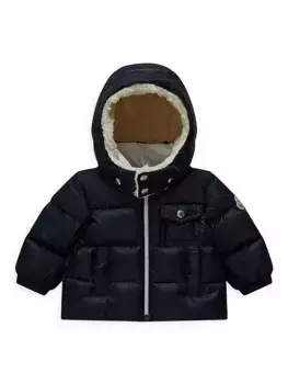 Пуховик Eduard для мальчика с капюшоном Moncler, бирюзовый