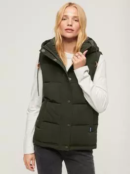 Пуховик Everest с капюшоном Superdry, бездна хаки