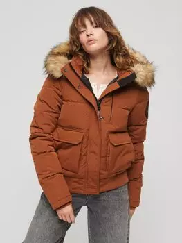 Пуховик Everest с капюшоном Superdry, биск браун