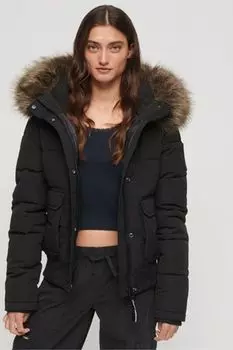 Пуховик Everest с капюшоном Superdry, черный