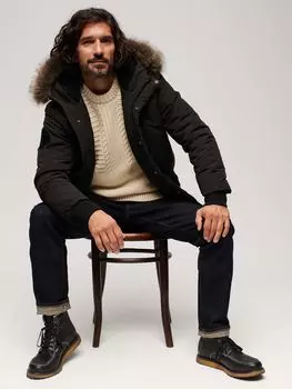 Пуховик Everest с капюшоном Superdry, черный
