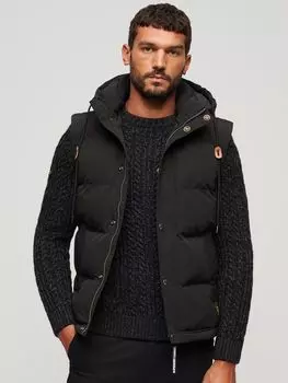 Пуховик Everest с капюшоном Superdry, черный как смоль
