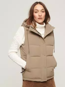 Пуховик Everest с капюшоном Superdry, ископаемый браун