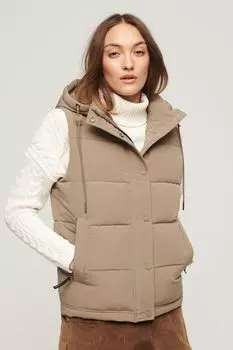 Пуховик Everest с капюшоном Superdry, коричневый